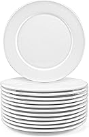 Vista 1 de Foraineam 12 Pieces 8 Inch Round Porcelain Salad Plates Dessert Plate Set White Dinnerware Dish Serving Plates