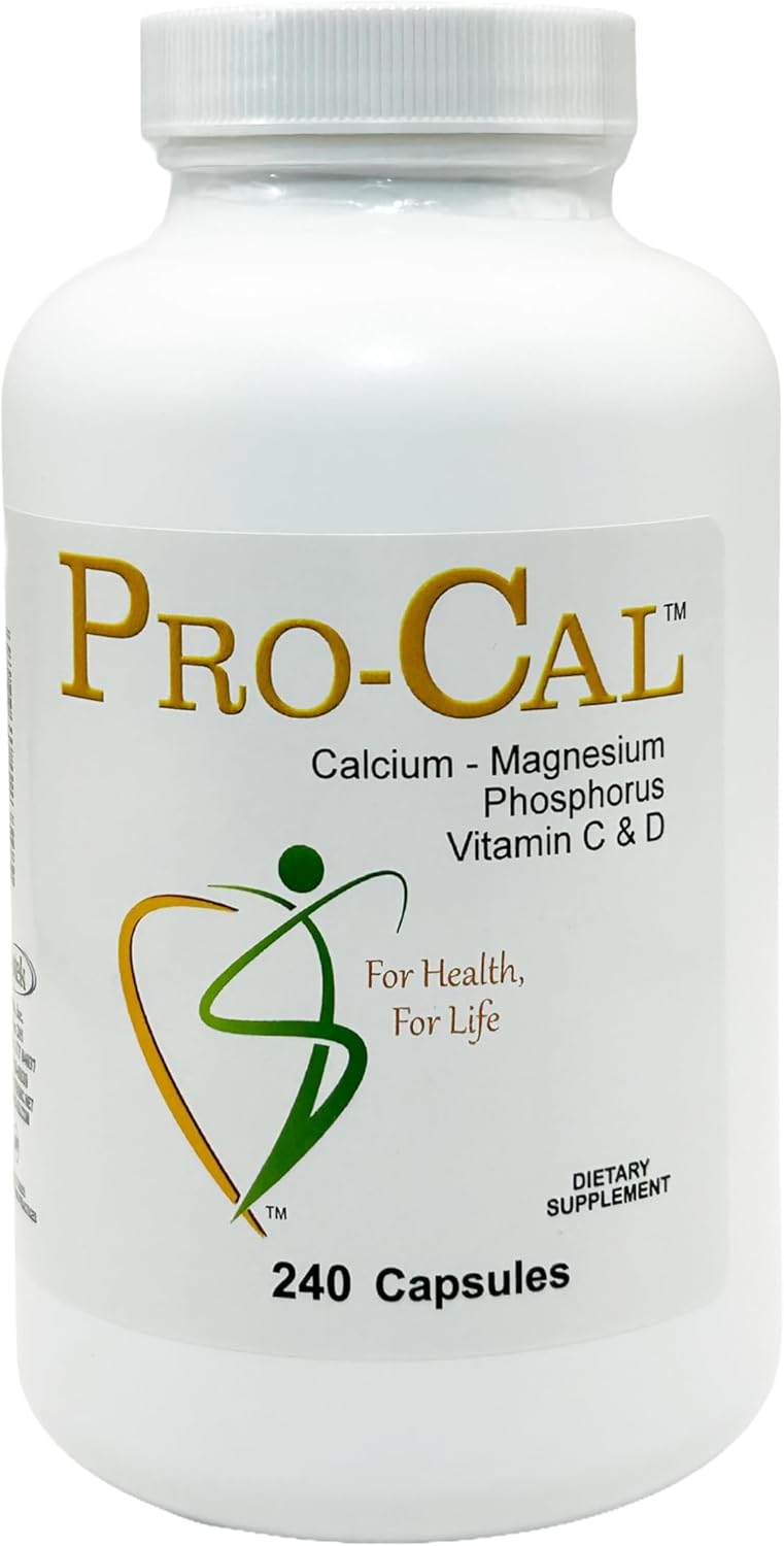 Pro-Cal Calcium Supplements for Women & Men – Pro-Cal, Nerve, Muscle, Bone Health Capsules with Calcium, Magnesium, Vitamin D3, Phosphorus – High Absorption, Easy to Swallow Bone Strength Supplements