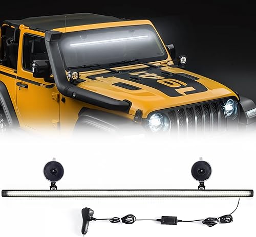 VGETTING Barra de luz blanca de advertencia, 96 luces LED estroboscópicas de emergencia para parabrisas de camión, luces LED intermitentes de