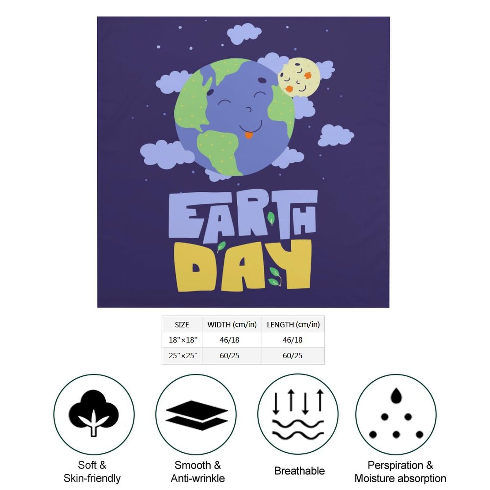 Csemeie Earth Day Bandana Hair Scarf Headband Adjustable Neckerchief for Men Women Decor