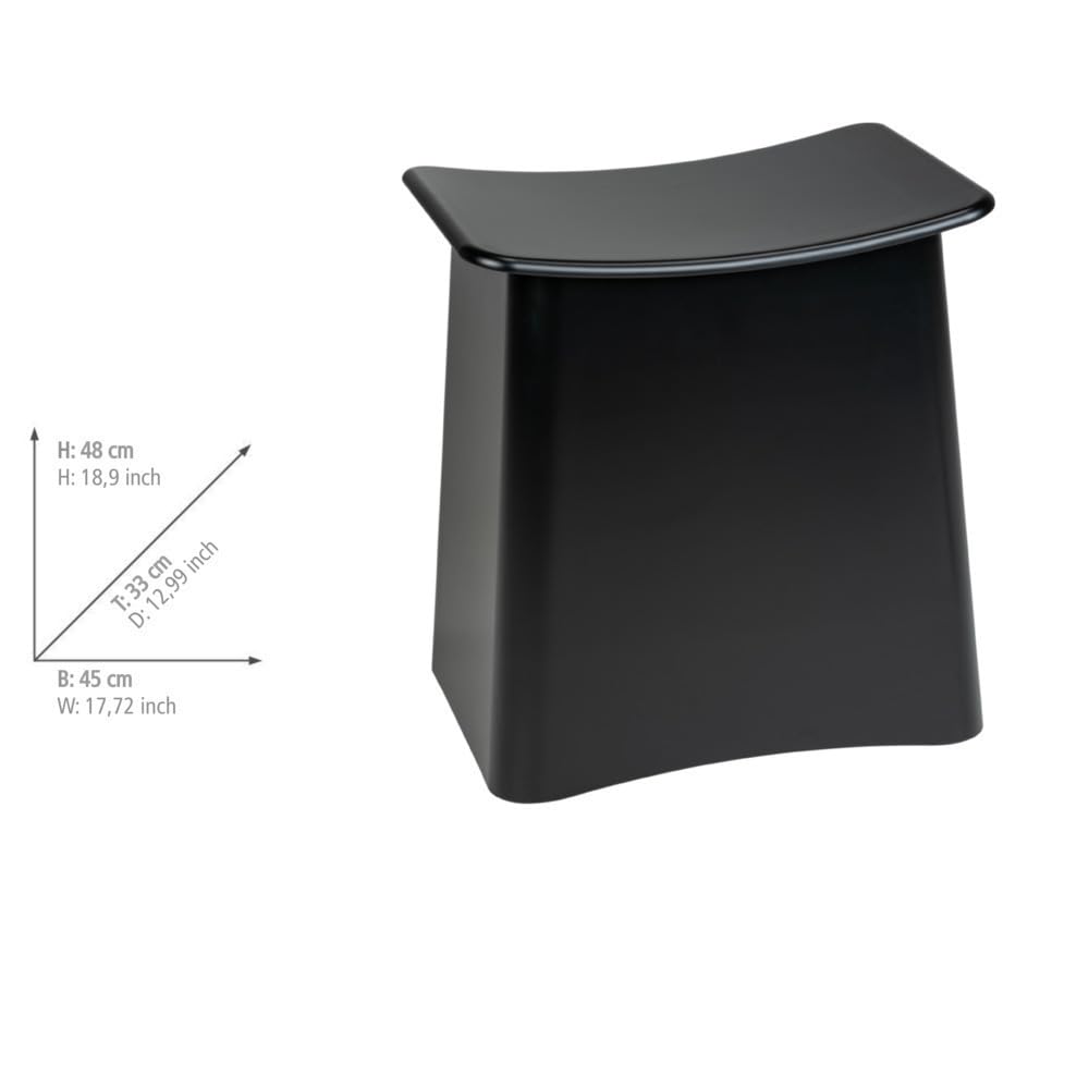 WENKO Badhocker Mod. Wing 2 in 1 Sitzhocker und Wäschekorb mit Deckel und herausnehmbarem Wäschesack Kunststoff 33 L 45 x 48 x 33 cm Schwarz