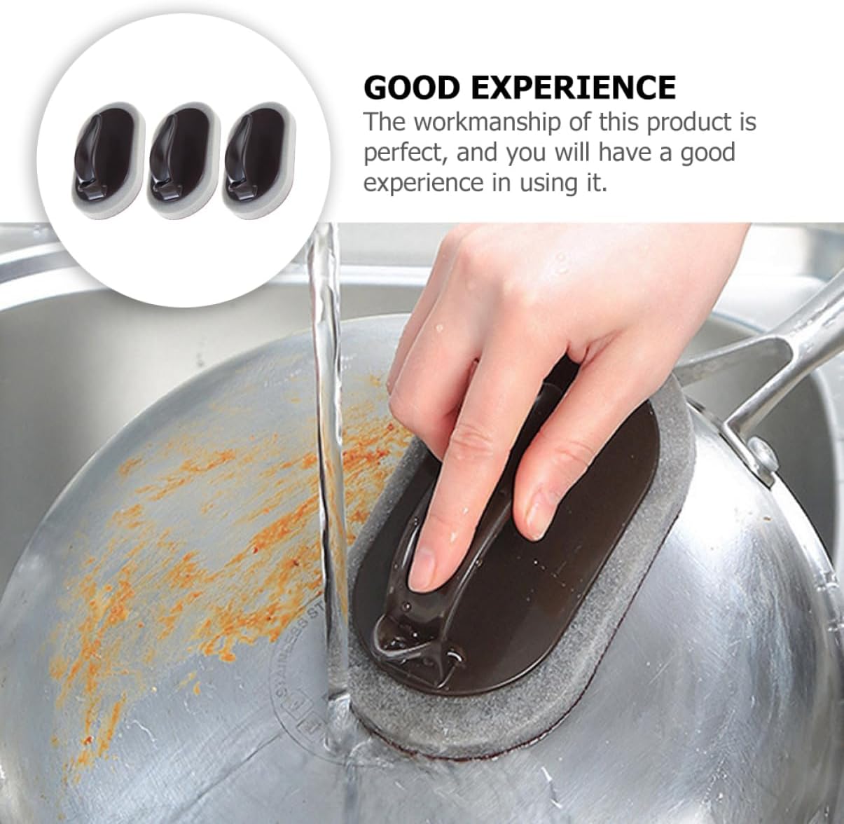 10pcs Portable Carborundum Cleaning Sponges Handle for Efficient Pot and Kitchenware Washing Non-Scratch and Sponge for Household Use