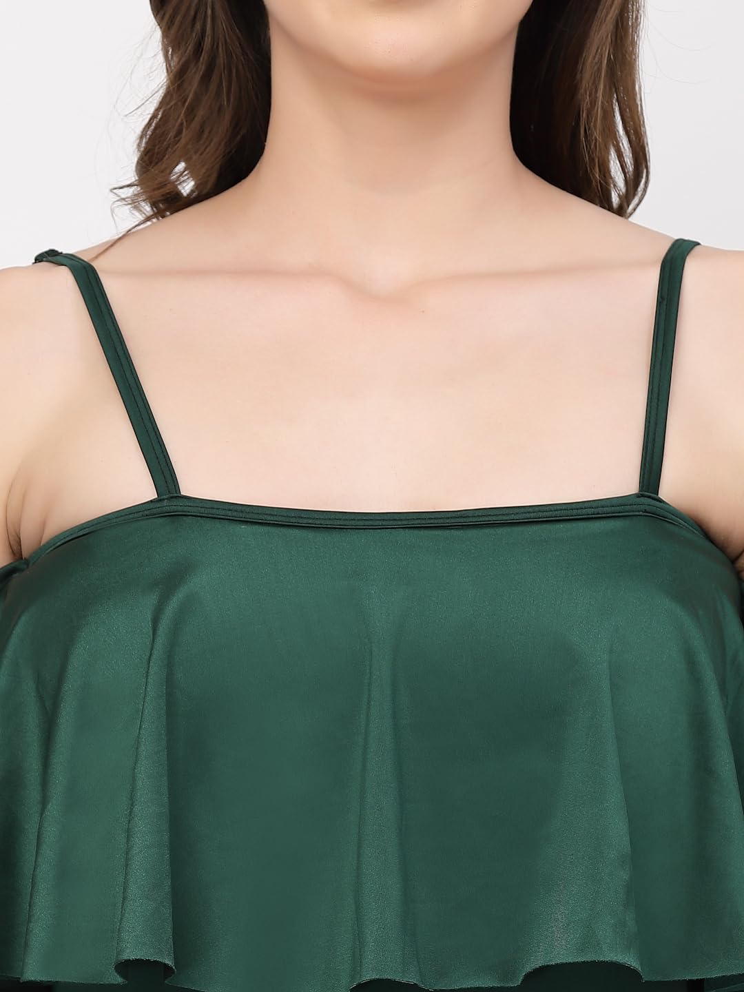CUKOO Padded Green Frill Swimwear 2