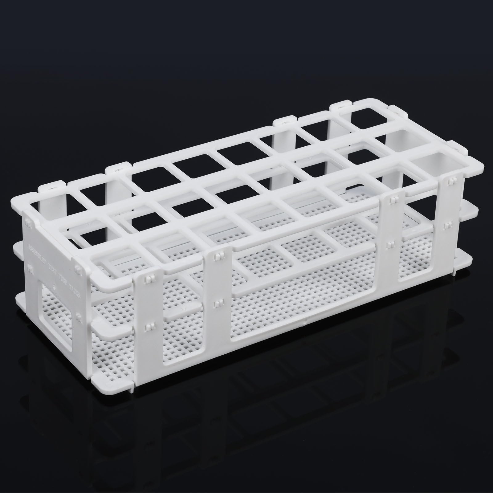 Stonylab Portaprovette 25 mm 24 Posti Supporto in Plastica Bianca Amovibile 3 Livelli da Laboratorio