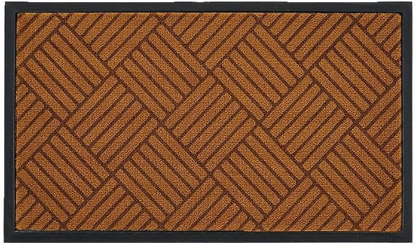 Outdoor Doormat Front Door Mat, Heavy Duty Durable Welcome Mat for Outdoor Indoor, Dirt Trapper Waterproof Super Absorbent Door Mat for Entryway Outside Patio Porch-QM Brown,30''x17''