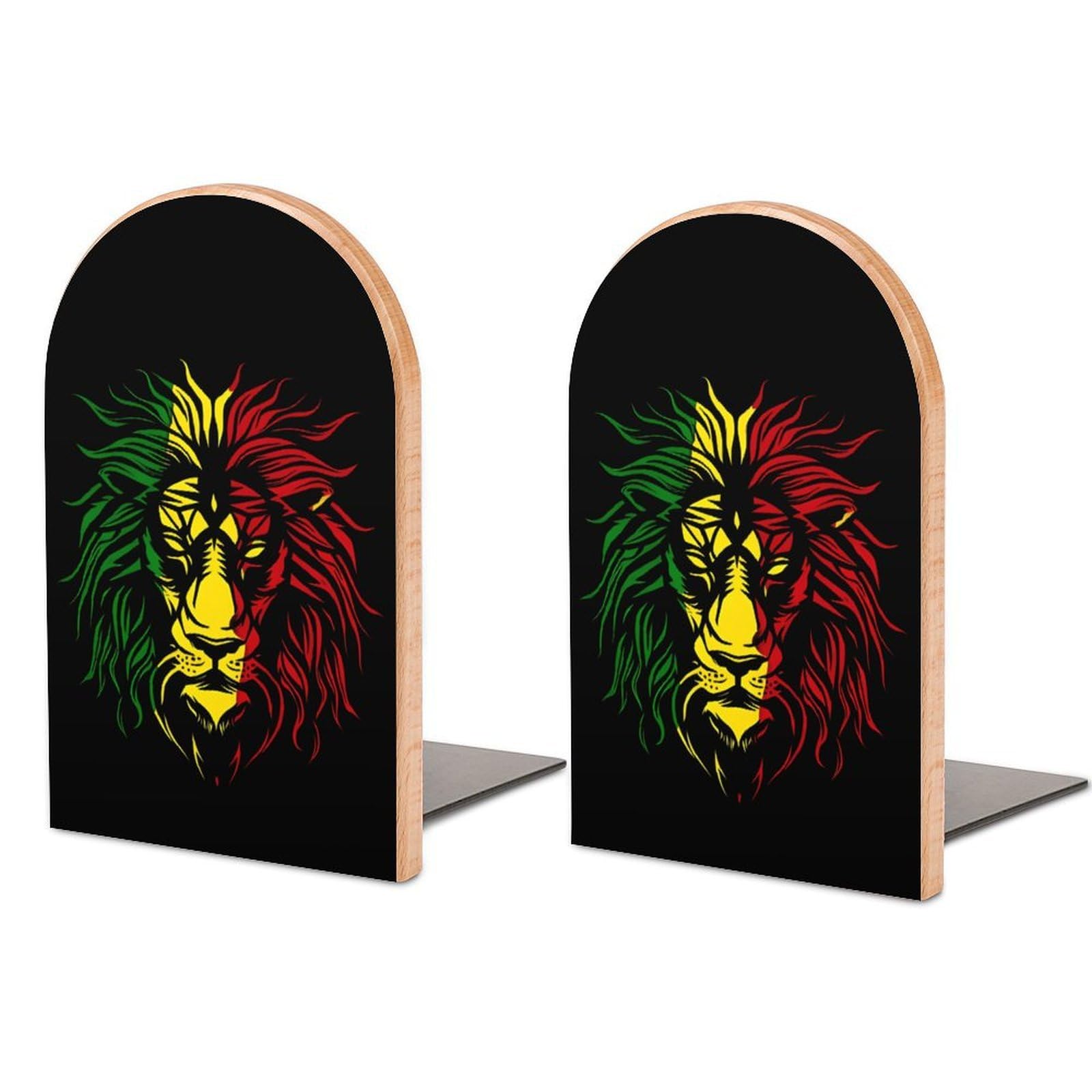Nclqvjxzkhw Style African Lion Rasta Jamaica Book Ends For Shelves Bookends Bookshelf Holder Stand Books Stopper Home Office Decor