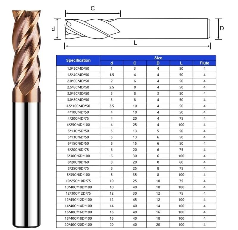 1 szt. Frez 4-ostrzowy HRC55 z powłoką węglika spiekanego, frez płaski do obróbki mechanicznej CNC(6x30Cx6Dx150L)