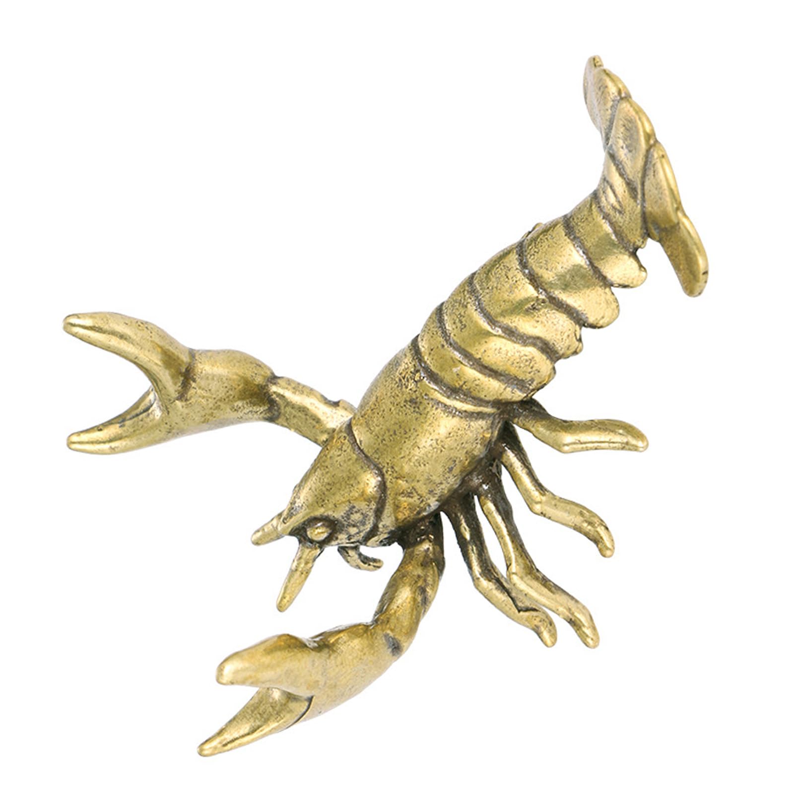 NVOQILIN Brass Lobsters Figurine Retro Crawfishes Satute Pen Holders Home Decorations Decorative Brass Animal Ornament for Office