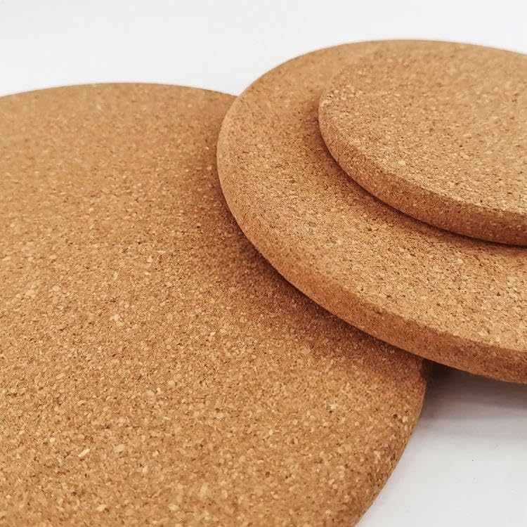 ROLUXENTIA Set Of 6 Cork Trivets & Coasters - 6.3 Inch, Heat Resistant Pads For Hot Pots & Dishes
