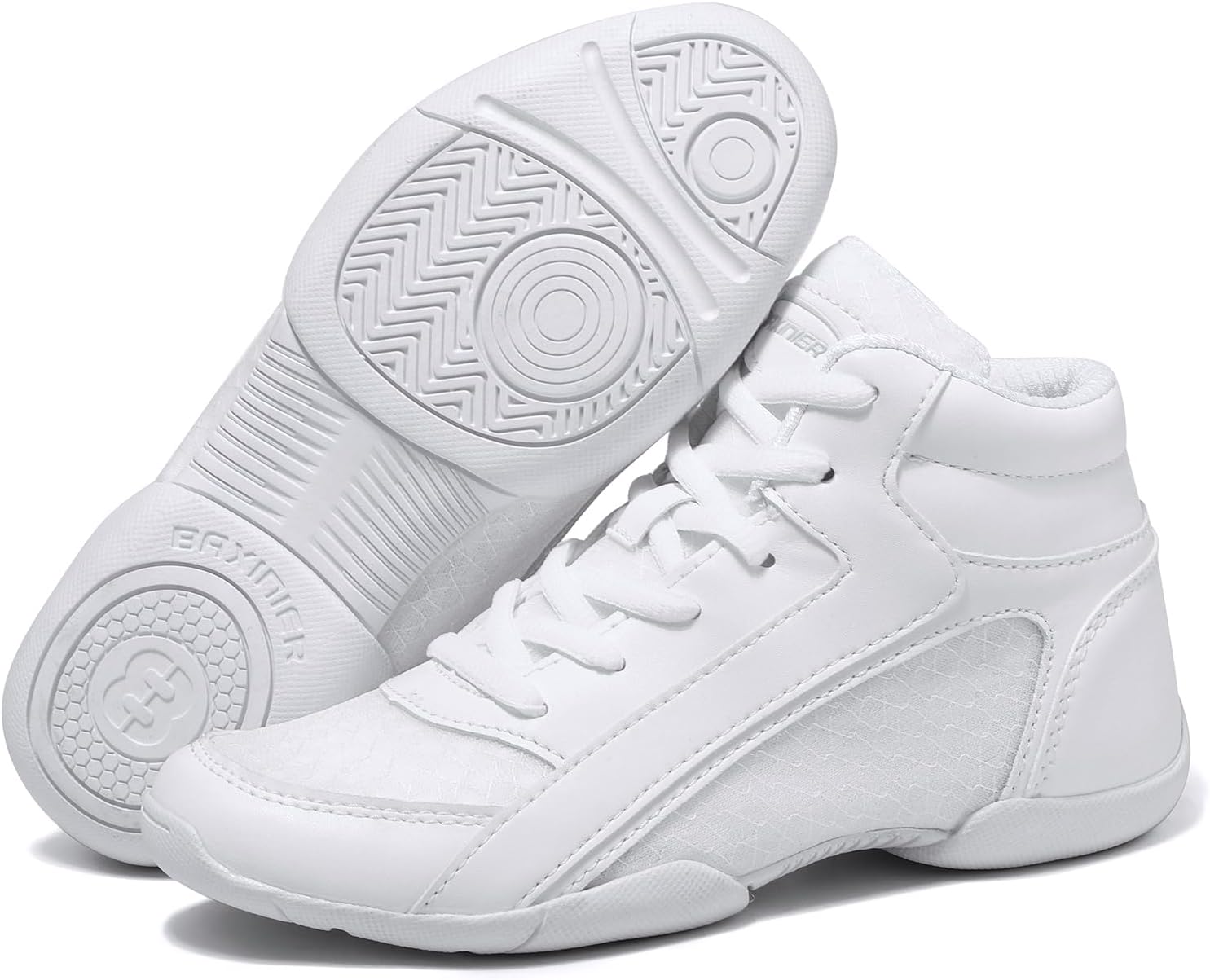 TUOTOM Girls White High Top Cheerleading Shoes Lightweight Youth Cheer Sneakers Hip Hop Training Dance Tennis Shoes