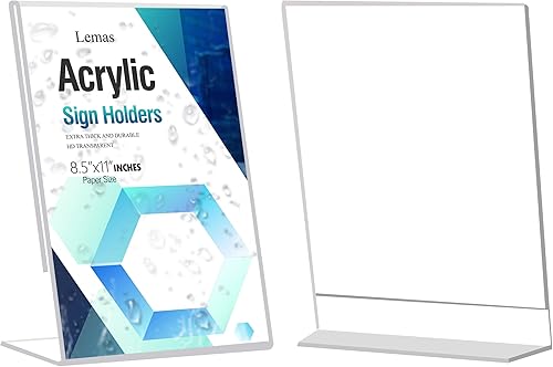 Miniatura 4 de Lemas Soporte de letrero acrílico con parte trasera inclinada de 8.5 x 11 pulgadas, soporte de papel de plástico transparente para escritorio,