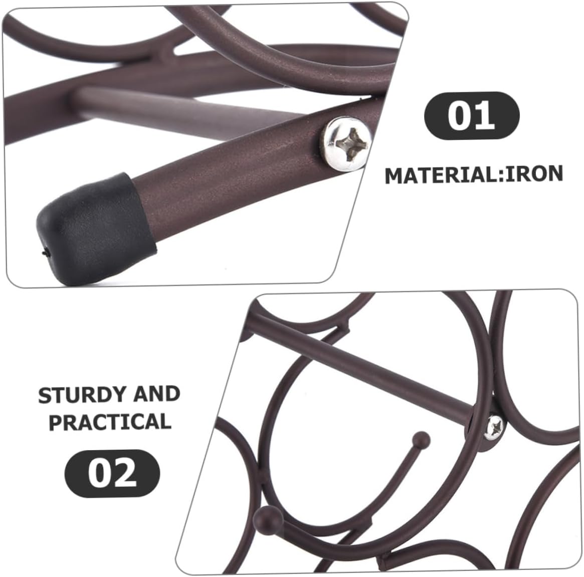 Detachable Vintage Iron Wine Rack 6-Bottle Countertop Wine Display Organizer for Home Kitchen Bar