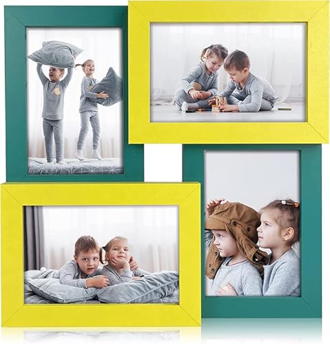 Innoteck Cadre photo 4 en 1 vert et jaune - Cadre photo à suspendre - Design unique - Facile à nettoyer et à monter - Qualité supérieure - Matériau durable Cover