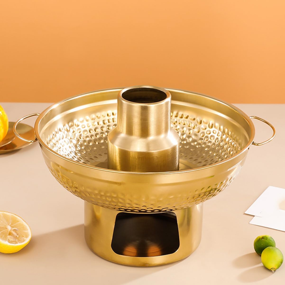 Mikinona Stainless Steel Dessert Fondue Pot Multi-functional Hot Pot Ice Holder Smooth Edges for Safe Handling Easy to Clean Kitchen Supply for Individual Servings