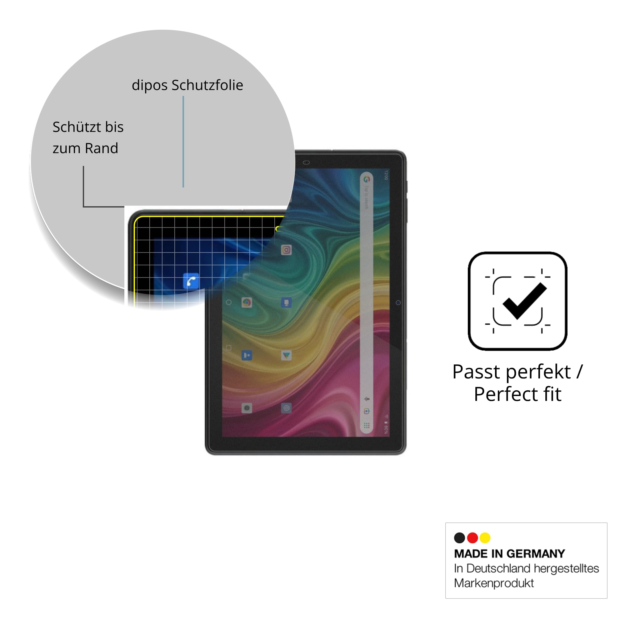 dipos Protector de Pantalla Antiespía para Archos T101 HD2 4G | Película protectora mate, filtro de privacidad 4 vías, ajuste perfecto, antiarañazos, sin burbujas, autoadhesivo