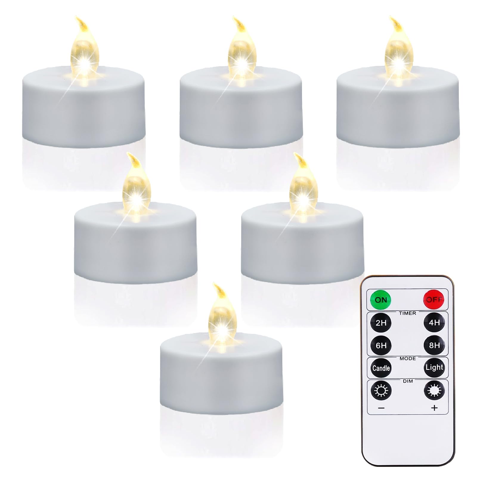 Confezione da 6 candele LED tremolanti a batteria con telecomando e