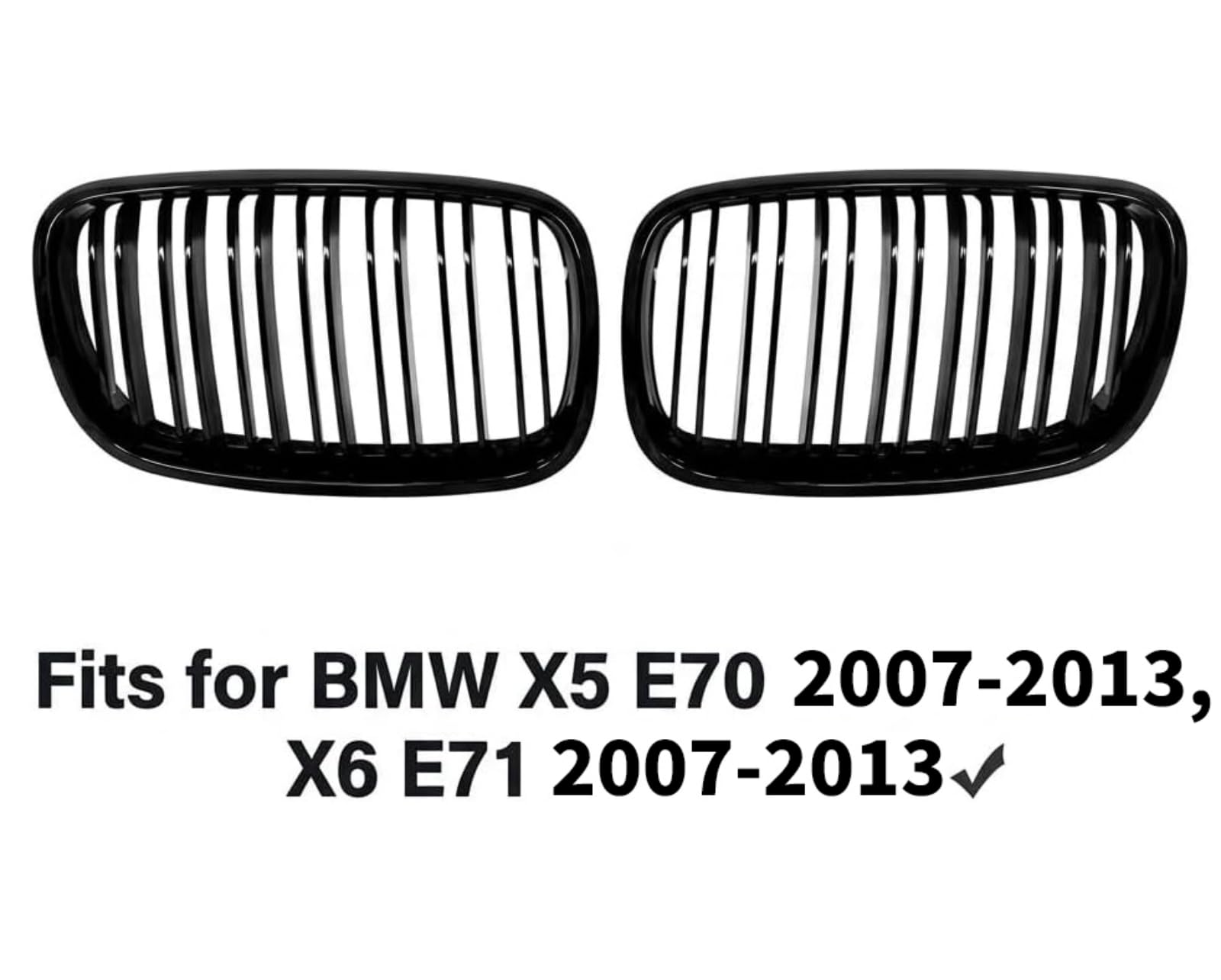 E70 Grille de Calandre pour BMW X5 X6 E70 E71, Calandre Sport Double Pont Barre, Brillant Noir Tendance E71 Calandre Avant 2007-2013 (pour X5 X6 2007-2013)