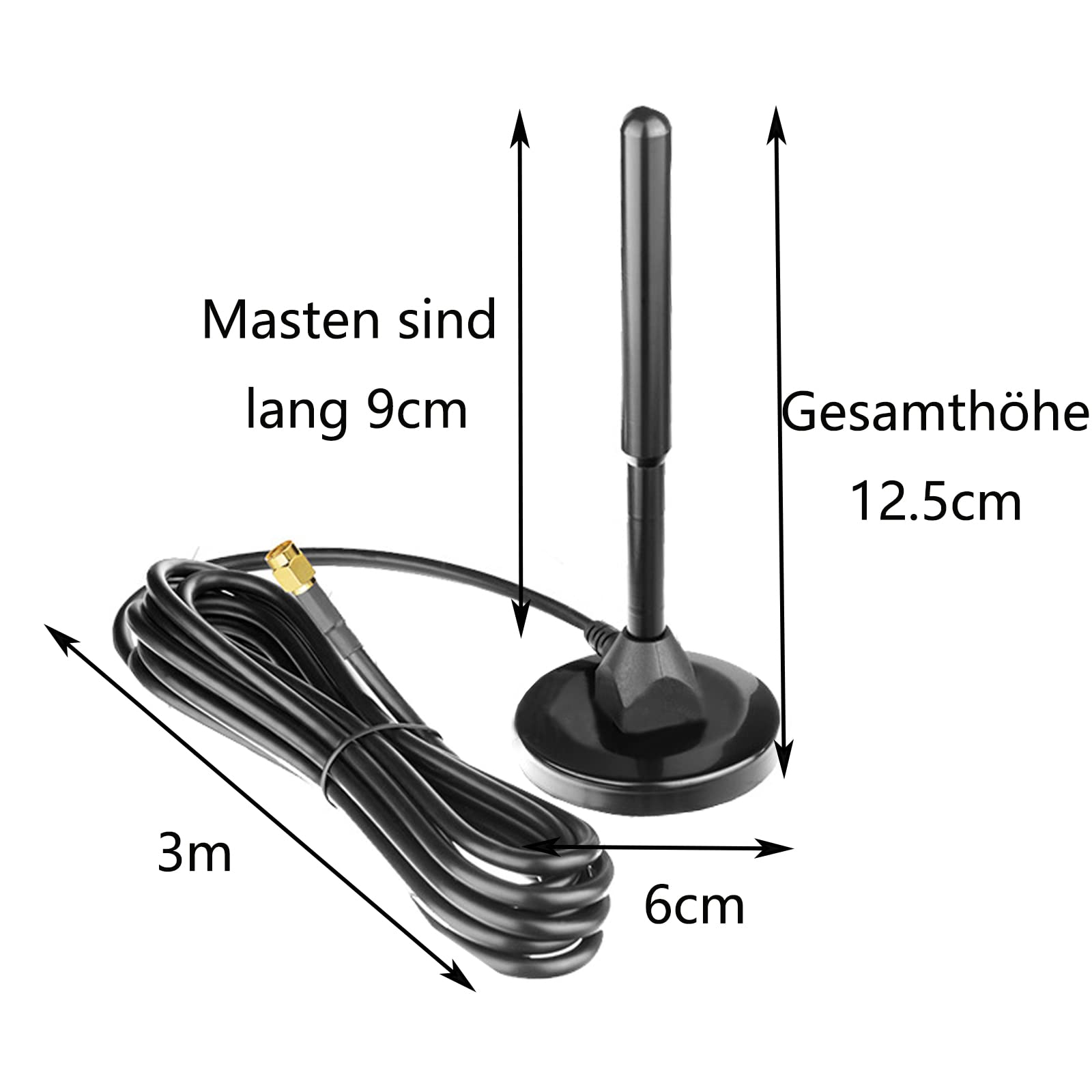 Antenna Esterna 4G LTE Eightwood - SMA Maschio, Cavo 3m, Magnetica Per Router WiFi - Foto 3