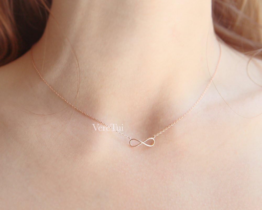 Simple Pink Rose Gold Infinity Necklace