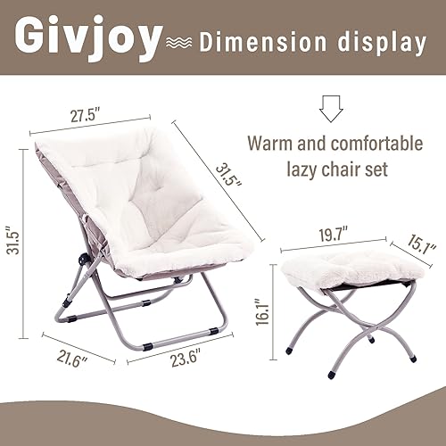 Miniatura 3 de Cómoda silla plegada, silla plegable de gran tamaño de piel sintética suave, silla flexible para niños, niñas, adolescentes y adultos, silla lunar