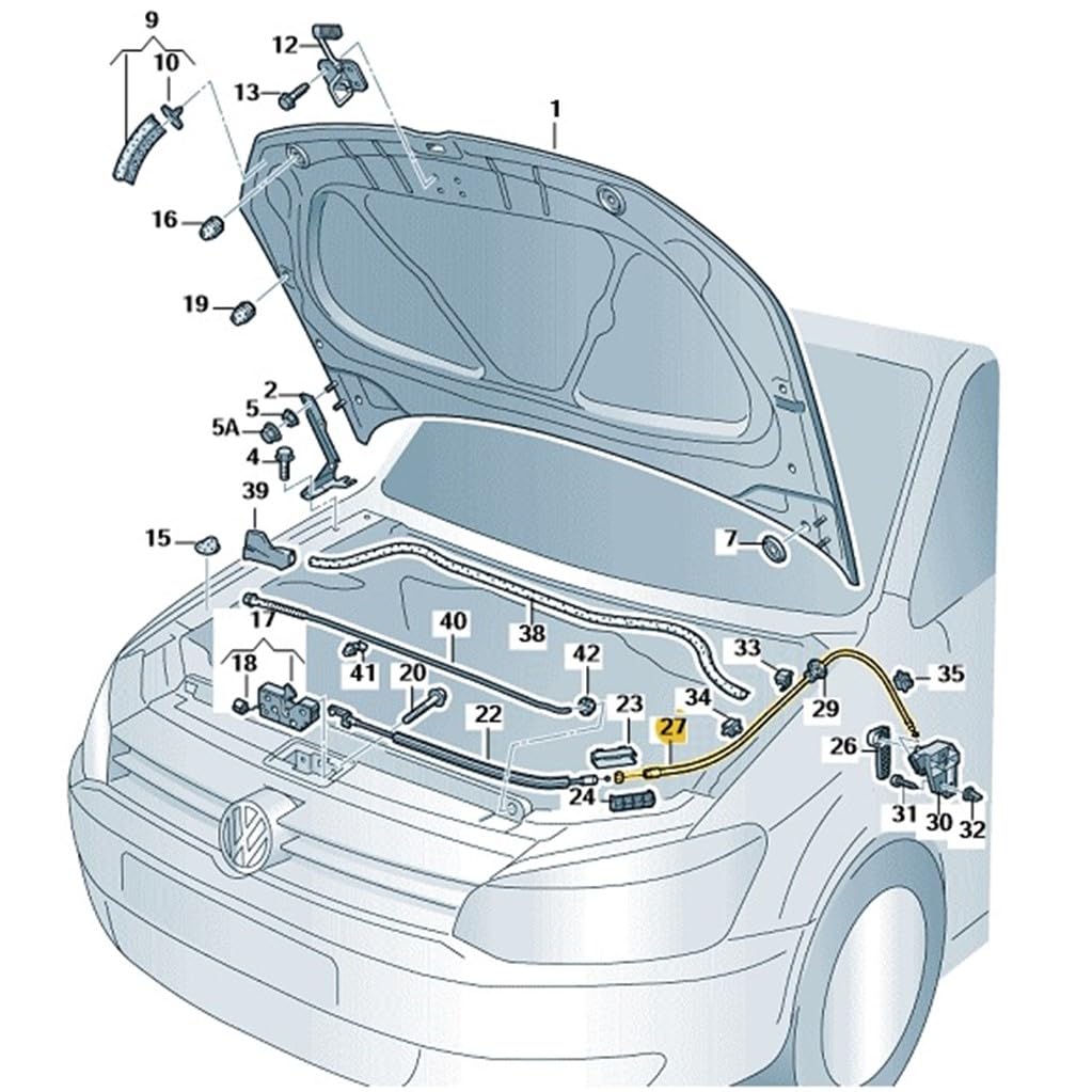 Kaput Açma Teli İç Arka Parça 6R0823535A VW Polo ile uyumlu 2010-2014