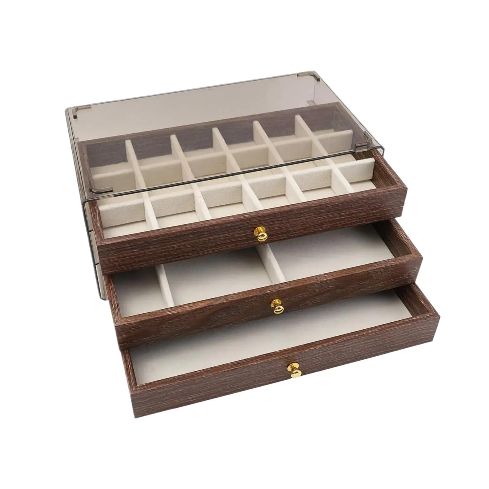 NIUSABOU Wood Jewellery Organiser, Walnut Drawer Storage Box For Necklaces Oxidation(Color2)