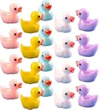 BWESOO 20Pcs Random Color Miniature Ducks Tiny Ducks Miniature Figures Ornament Vivid for Desktop, Dollhouse Accessories, Mini Ducks