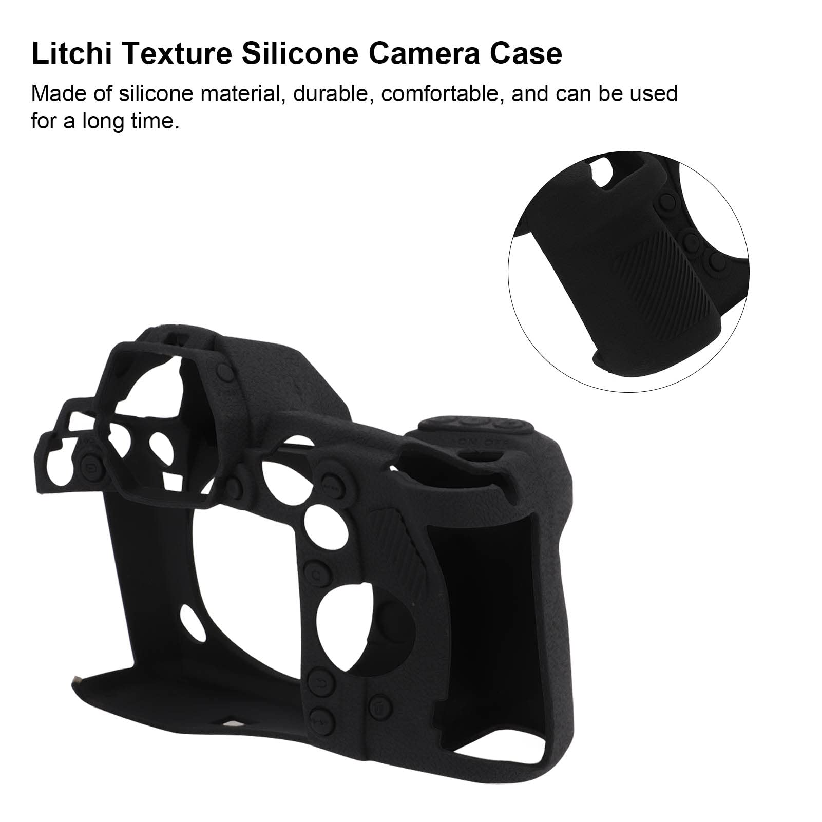 Custodia protettiva per corpo in silicone per fotocamera Litchi Texture Nero Antigraffio Fotografia digitale Custodia per ingranaggi Custodia protettiva per la pelle per