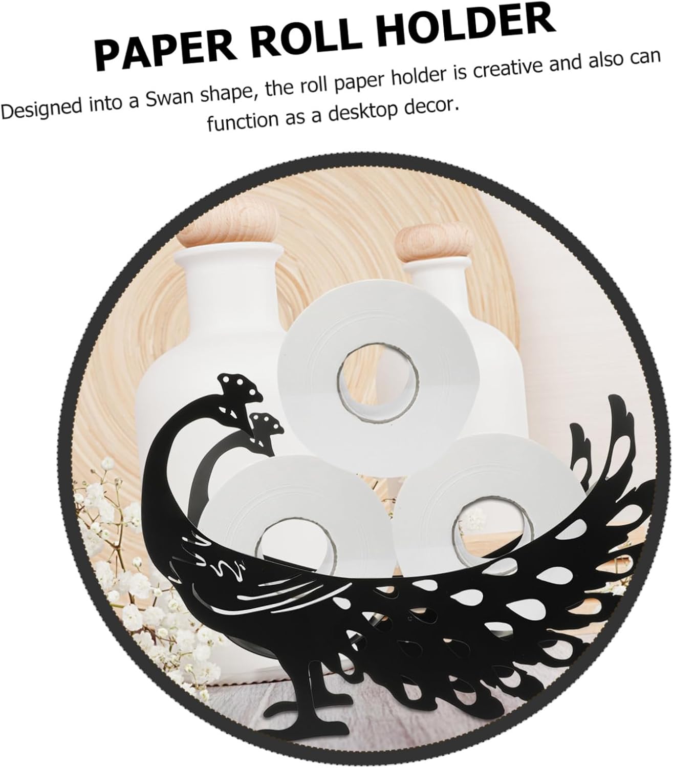 Peacock Toilet Paper Holder Metal Paper Towel Stand for Bathroom and Kitchen Stylish Iron Design Sturdy Base for Easy Placement for Home Decor