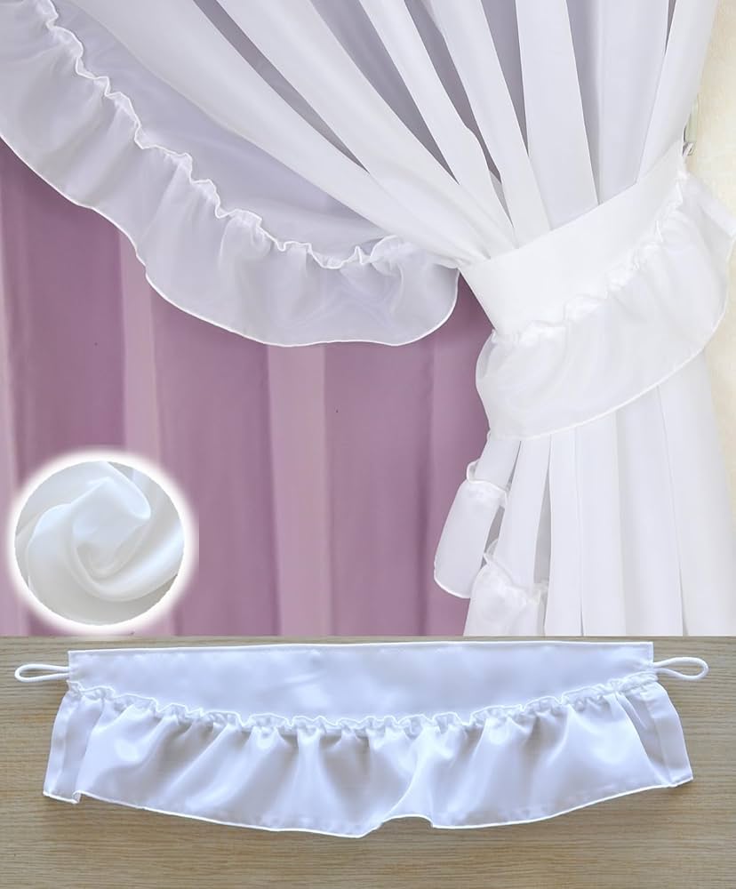 【お姫様カーテン】フリル付きカーテンタッセル(イーボイル)ボイルレース 無地フリル付き カーテン留め(2本入り)日本製