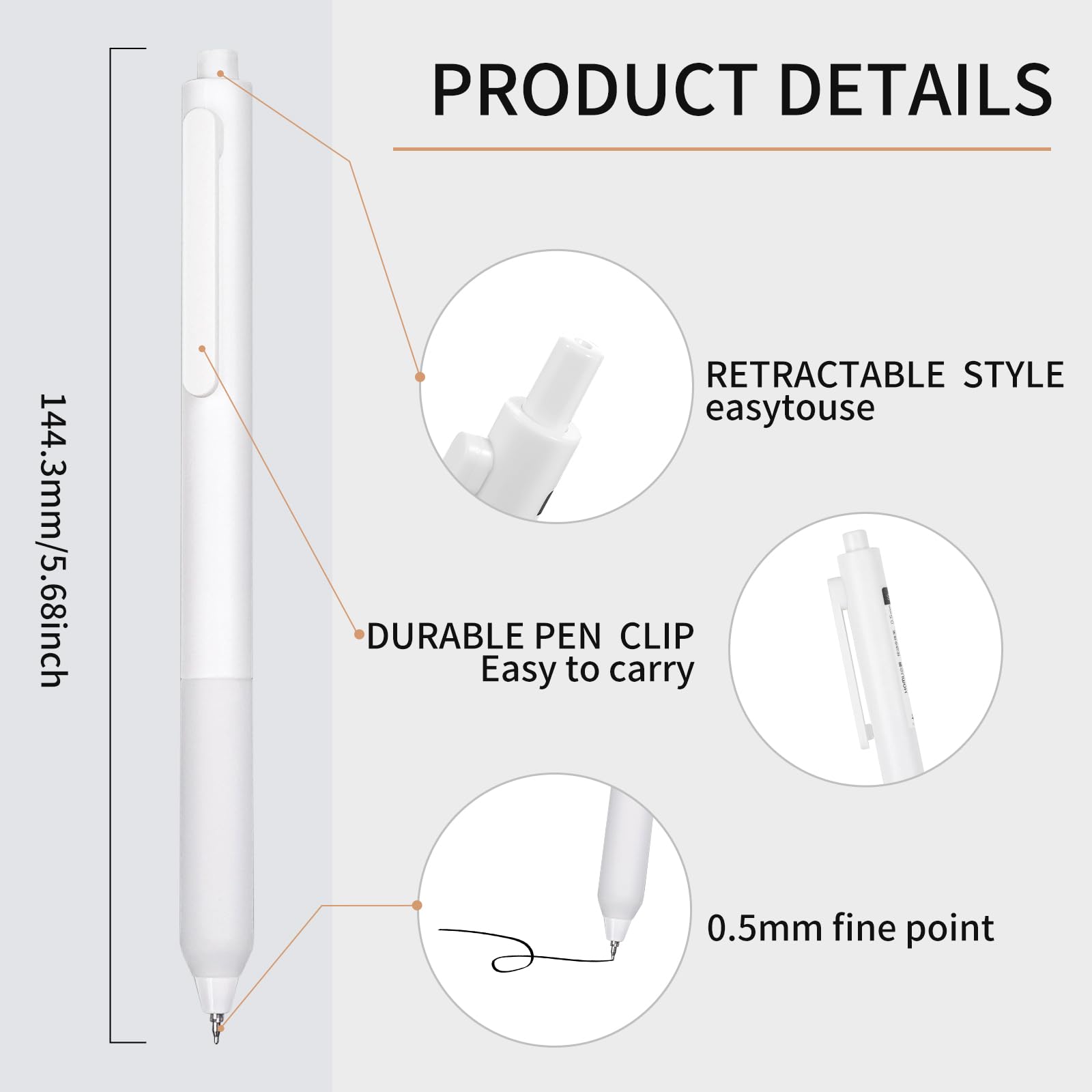 D dDraw 12 Pcs Ballpoint Pen Press Pen, 0.5mm Quick-Drying Gel Pens, Black Ink, Comfortable and Smooth - Image 2