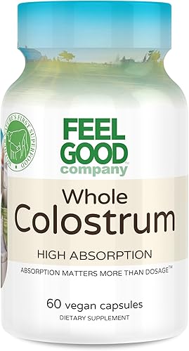 Vista 2 de FeelGood Superfoods Cápsulas de calostro bovino - Salud intestinal y apoyo inmunológico - 2000 mg (0.07 oz) porción diaria - De origen ético