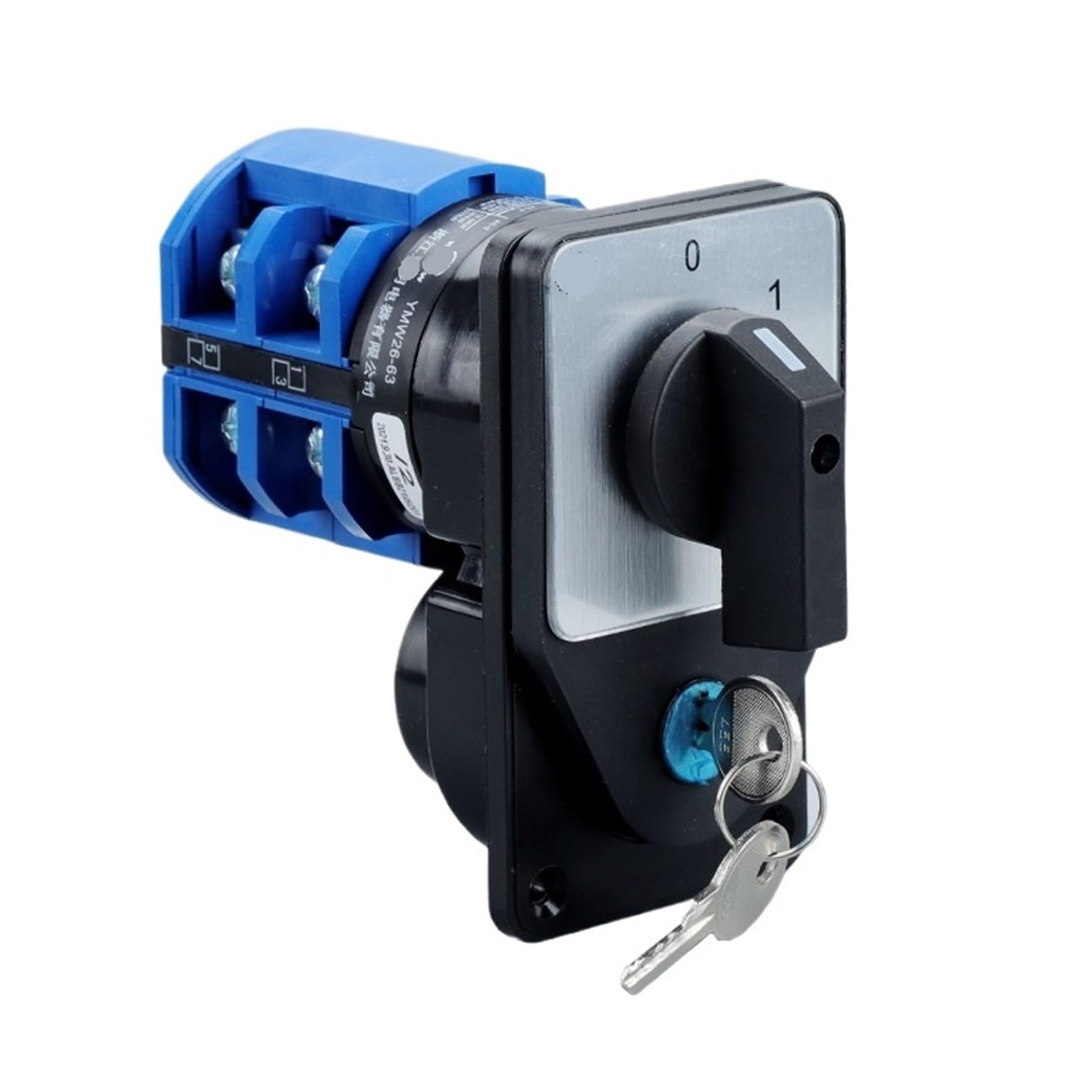 YWZVBSDCS 63A Changeover Rotary Cam Switch With Key Circuit Control Motoer Selector LW26-63/2 Two Poles YMW26-63(MOA)