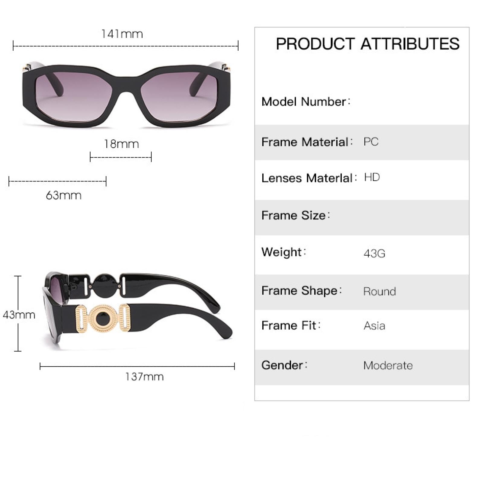 Gafas de sol cuadradas de montura grande para mujer, estilo rockero, con montura romboidal, de aleación y UV400, con patillas glamurosas, estilo vintage.
