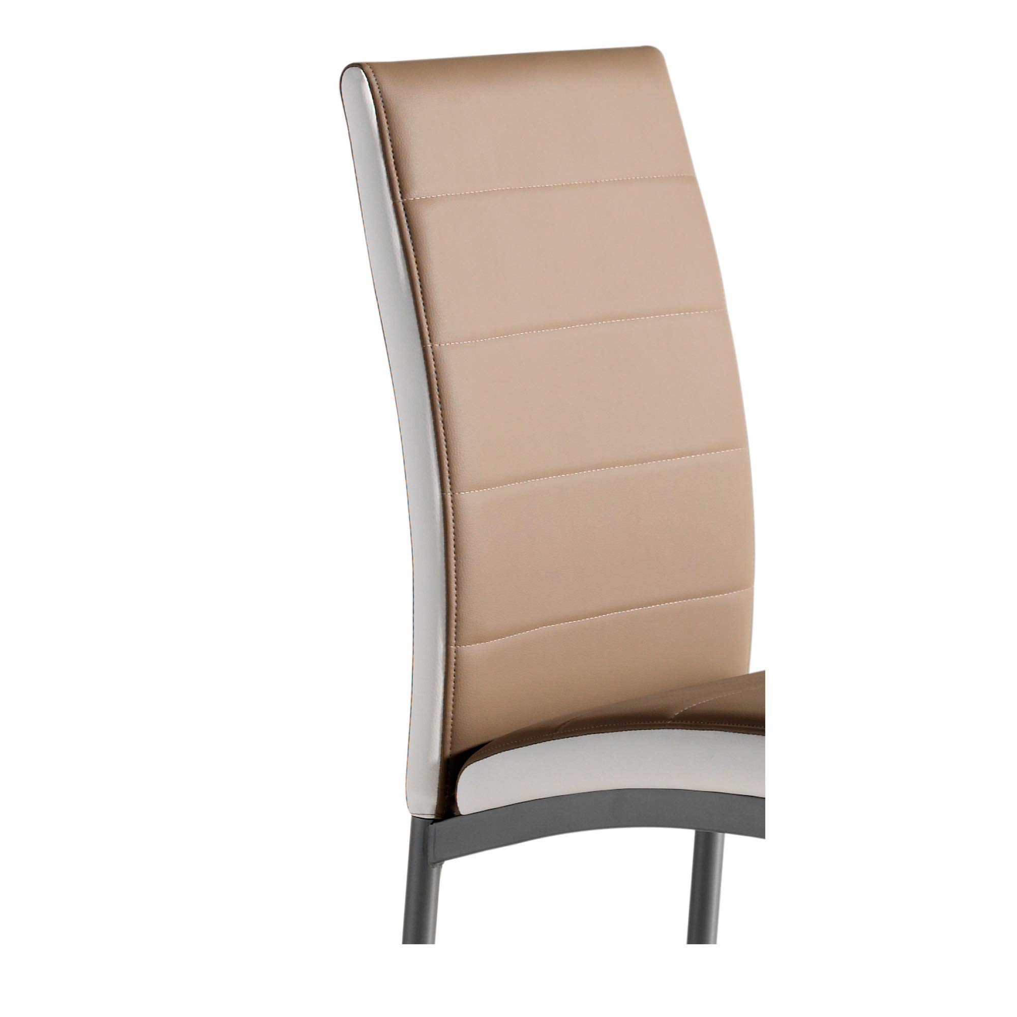 MOMMA HOME Set de 4 Sillas - Modelo Camelia - Color Camel/Blanco - Material Ecopiel/Metal - Medidas 45 x 54 x 92 cm