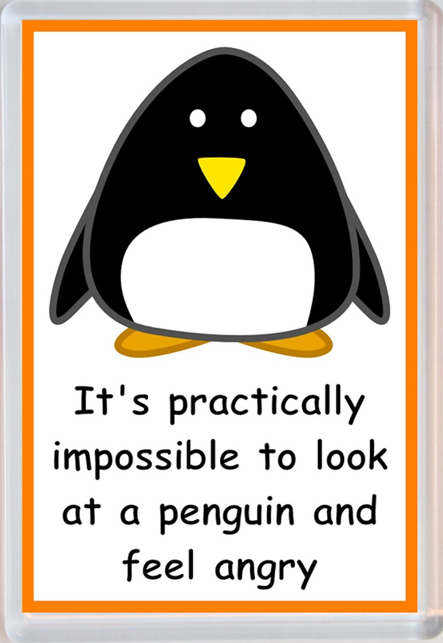 Angry (not) Penguin - Cute Quote 96 x 67mm Jumbo Fridge Magnet