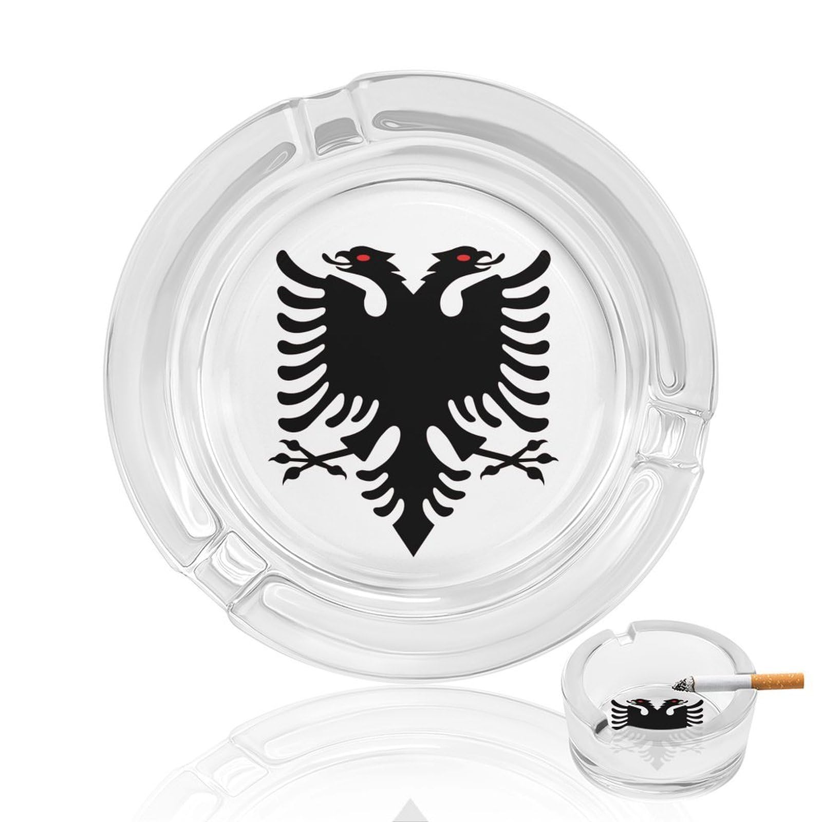 Nclqvjxzkhw Style Albania Flag Glass Ashtray Round Ash Tray Smoking Trays For Home Garden Outdoor