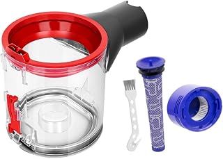Recambios de Contenedor de Polvo Transparente para Dyson V7/V8, Repuestos para Dyson, Accesorios para Dyson - Incluye Prefiltro, 1 × Postfiltro y 1 Cepillo de Limpieza