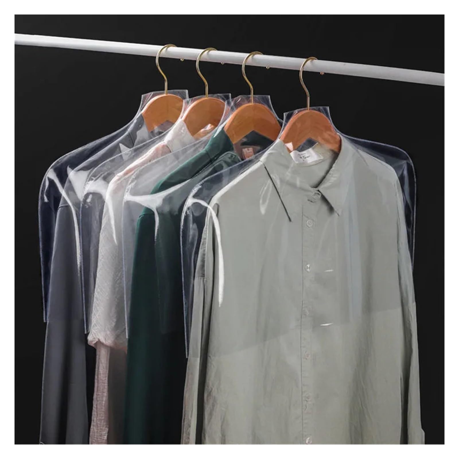 Garment Bag 10PCS Transparent Clothing Shop Clothes Cover Adult Children Hanging Storage Bag Home Dust-proof Protect(Men-55x36cm)