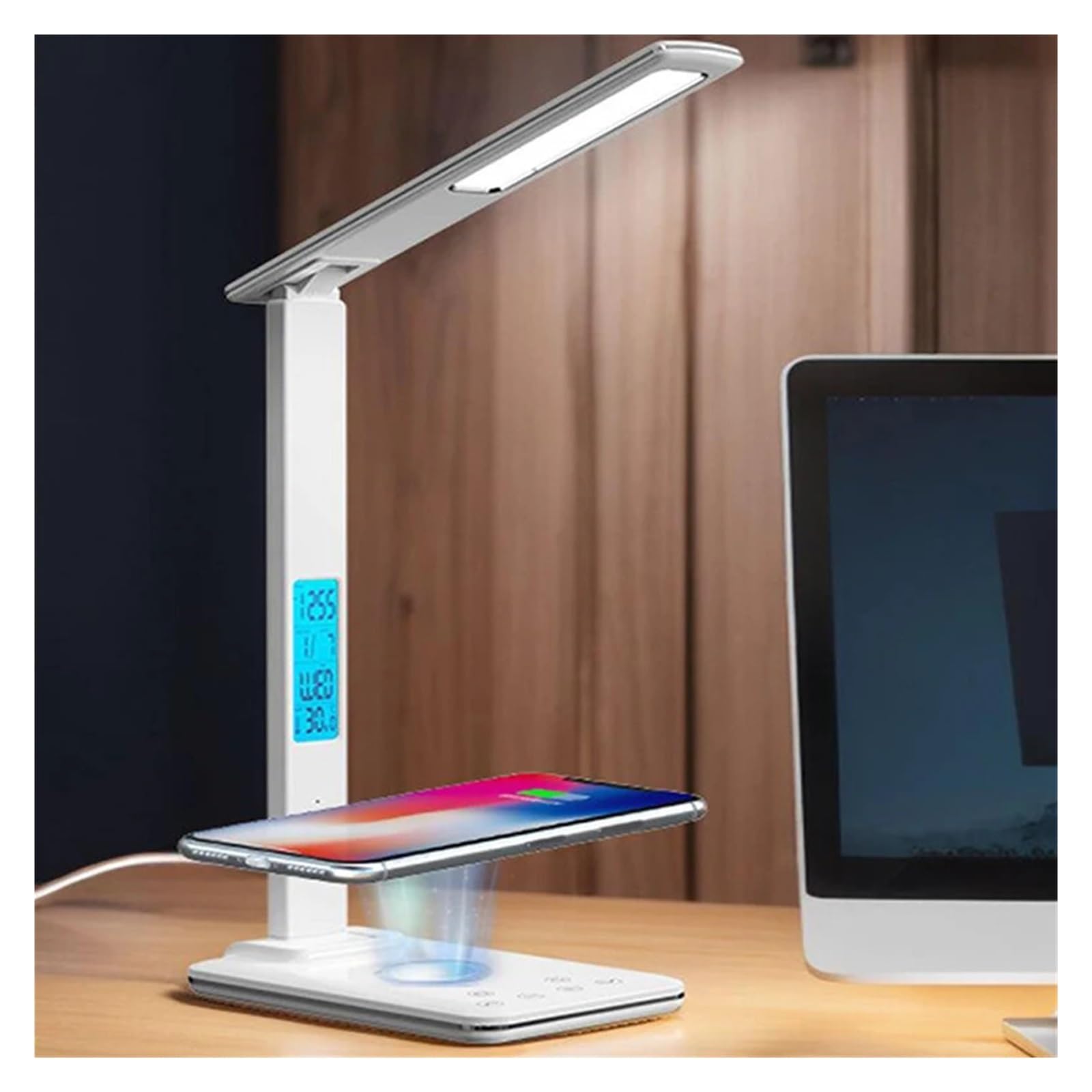 Lampada da scrivania a LED con caricatore e presa USB for comodino, luce notturna touch dimmerabile, accattivante for la lettura dei giochi a casa