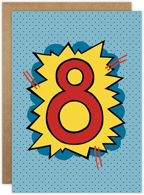 Age 8 Pop Art Birthday Card by James Ellis