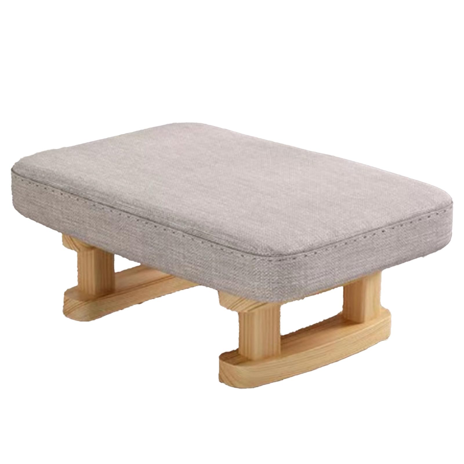 Foot Stool, Pouffe Footstool with Removable Cover, Linen Fabric Small Footstool with Cushion, Footstools for Living Room Entryway Office Bedroom(Light Grey)