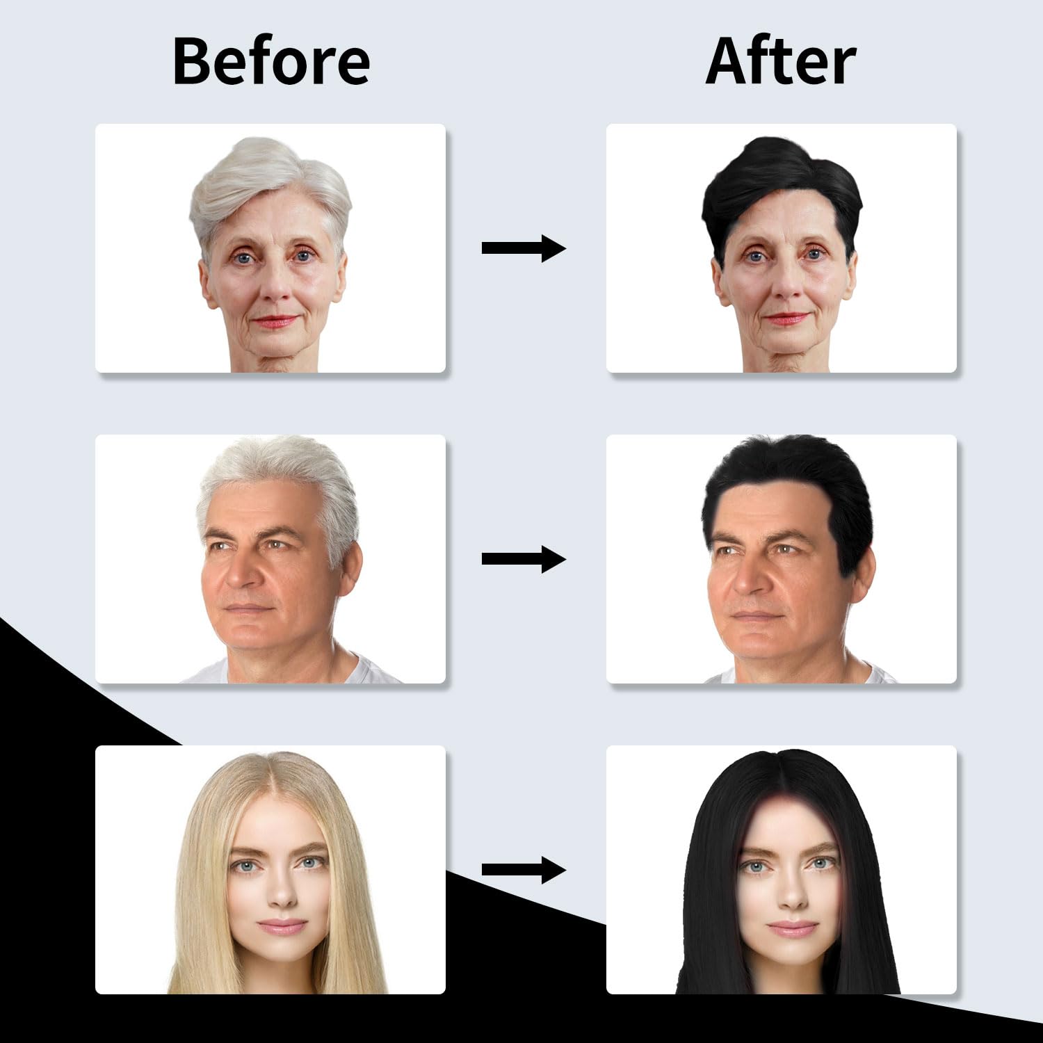 Color de cabello y barba 3 en 1 para hombres y mujeres: cobertura permanente de canas con esencias herbarias champú para colorear instantáneo (negro natural) 5
