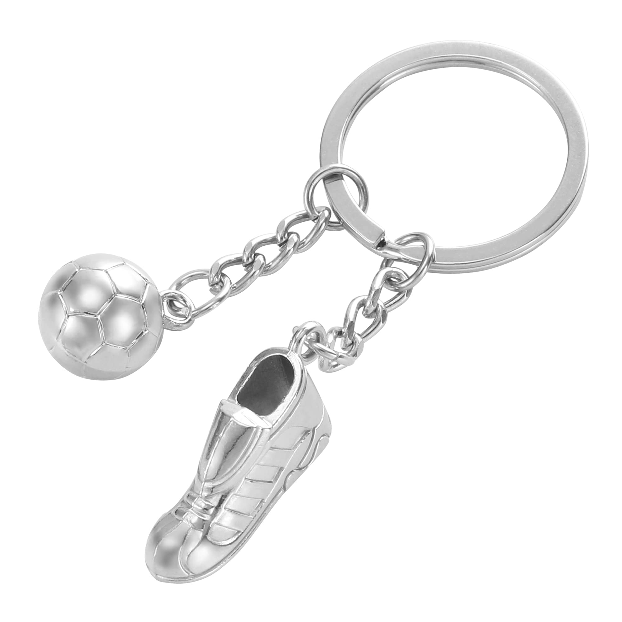 TRIXES TRXES Silver Football Boot and Ball Keyring - WORLD CUP Football Accessory - Charm Jewellery Christmas Birthday Gift Key Chain Key Ring Holder for Men and Women