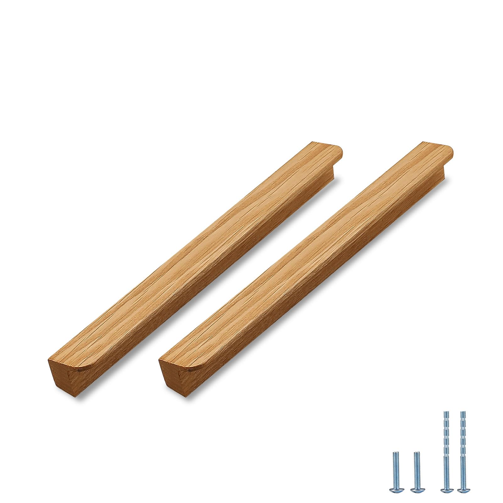 Evionlin 4 pcs Oak Wood Square Angle 8.19 in Wooden Windbreaker Cabinet Door Handle Wooden Antique Style Long Walnut Cabinet Drawer Door Handle
