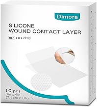 Dimora Silicone Wound Contact Layer, Non-adhering Dressing, Transparent Wound Dressing Pads, 3in x 4in (7.5cm x 10cm), 10 pcs