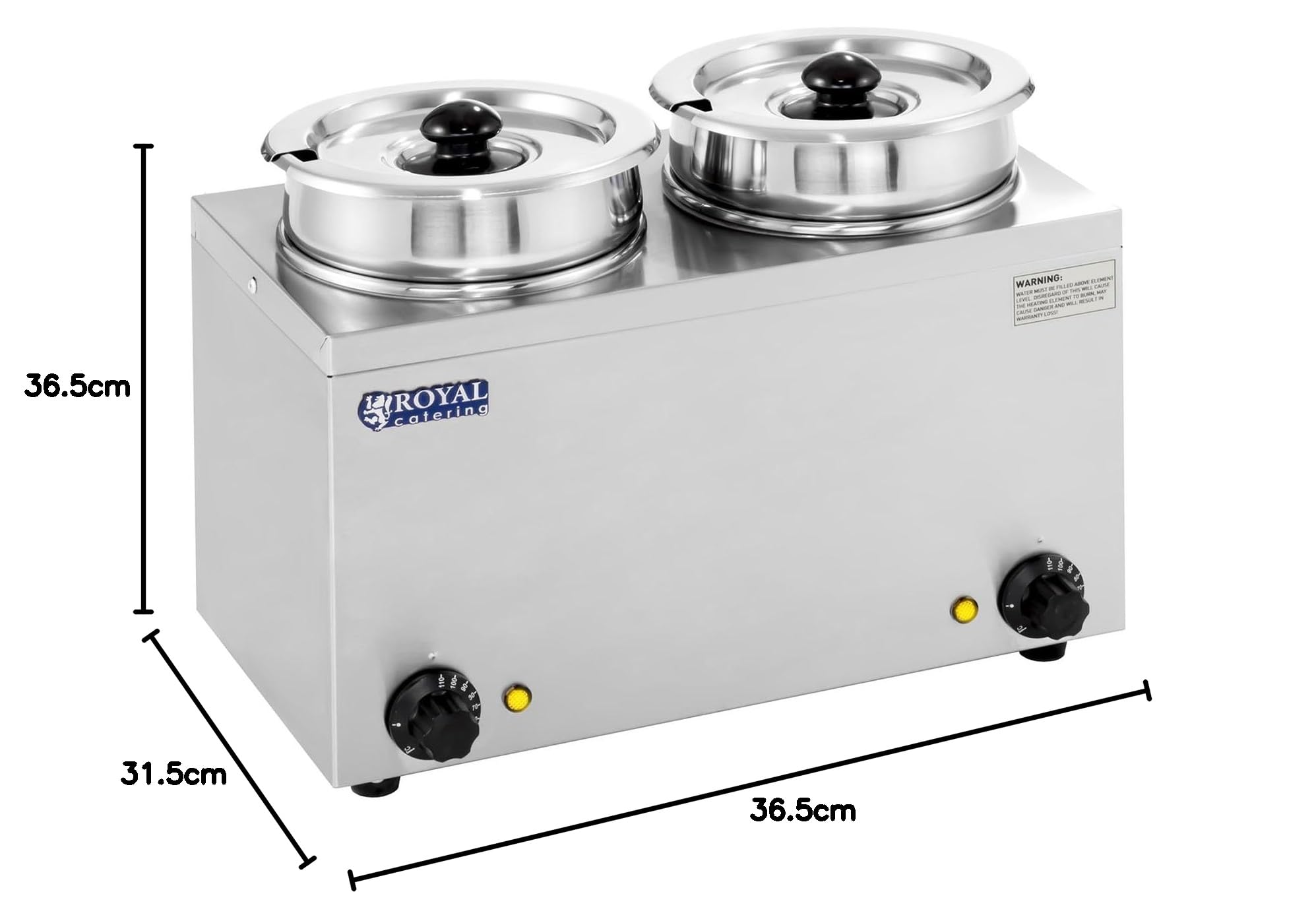 Royal Catering - RCBM-2/4R - Baño María Hotpot - 2 x de 2,75 litros - 300 W