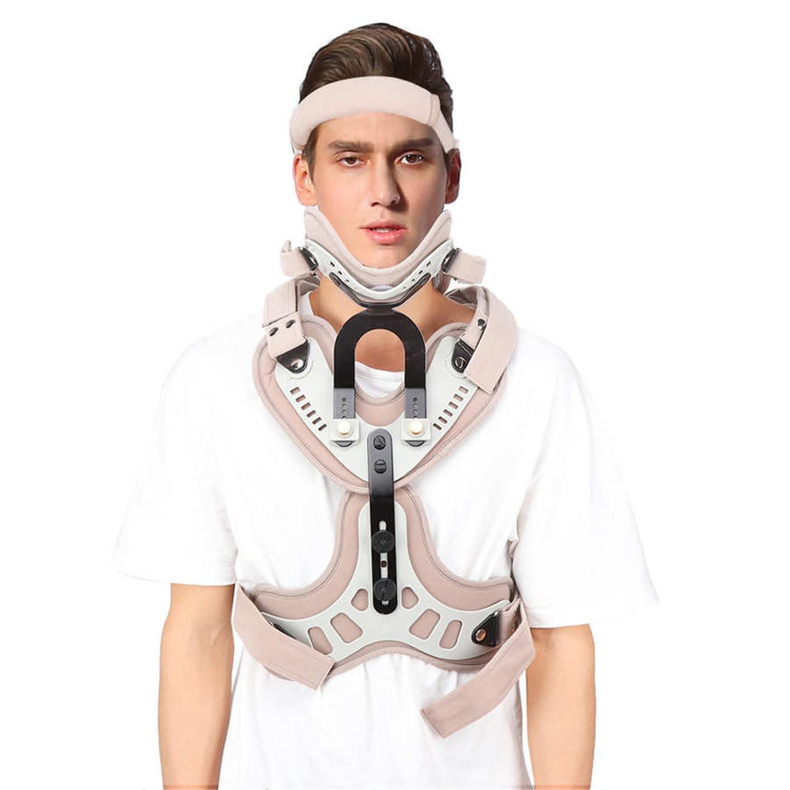 MRKU Comfortable Lightweight Head Neck Chest Orthosis After-Surgery Fixation Rehabilitation Brace Cervical Spine Injury Support Belt