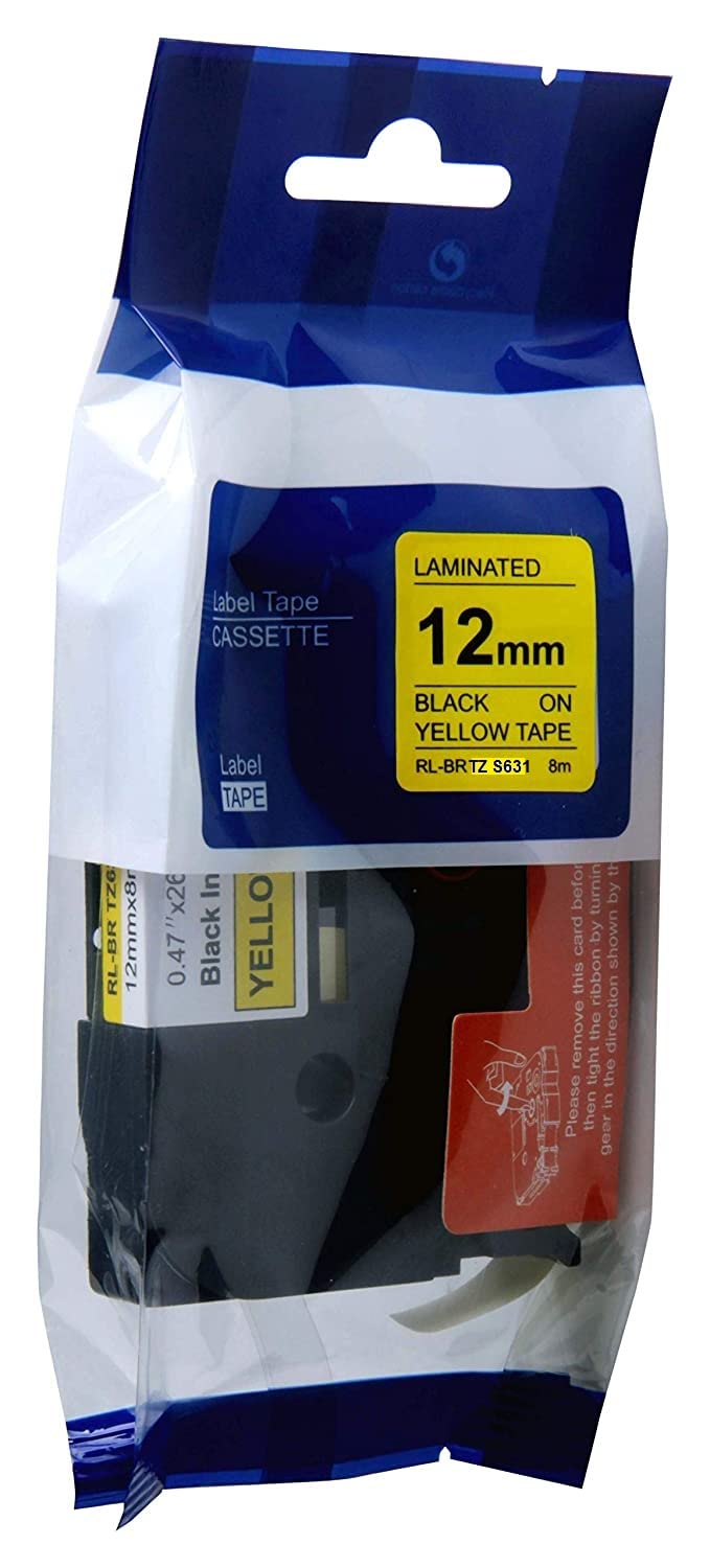 Compatible Label Tape Replacement for Brother TZ-631 TZ631 Black on Yellow Tape 12mm 0.47 Inch Laminated Compatible with Brother P-Touch Label Tape PTD210 PTH110 (Pack of 1)