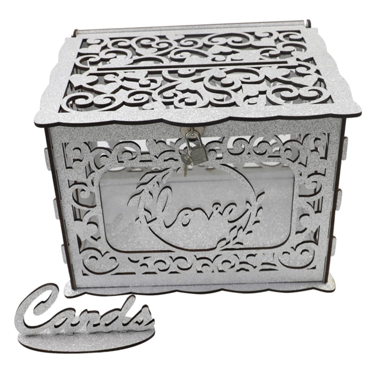 Didiseaon Scatola in Legno Per Biglietti Di Nozze Scatola Regalo Quadra Per Biglietti d Auguri Contenitore Di Legno Per Ricevimento Di Nozze Con Design Traforato
